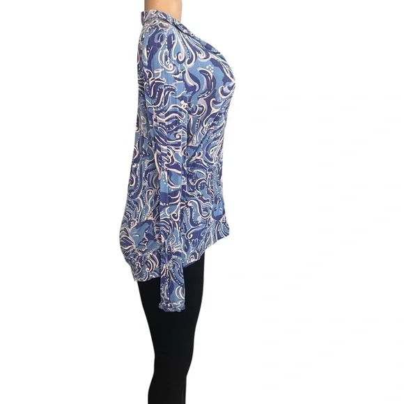 Lilly Pulitzer PJ Button Front Knit Ruffle Top Blue - Picture 7 of 10